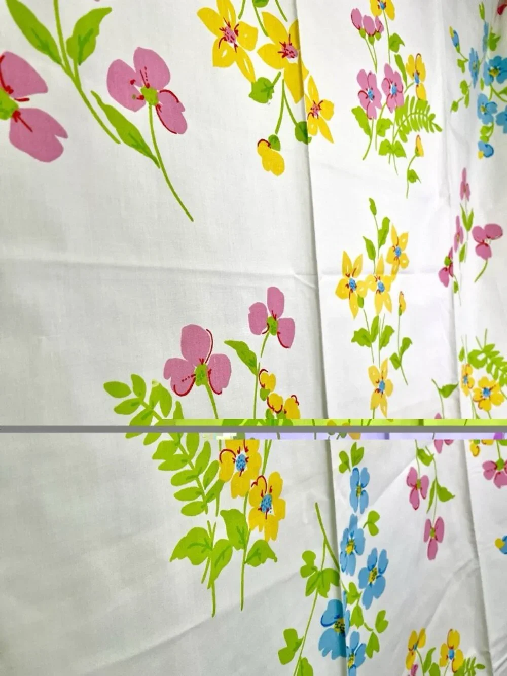 VTG Pacific Miracle Floral Twin Flat Sheet Retro Mod Flower Power Mid Century